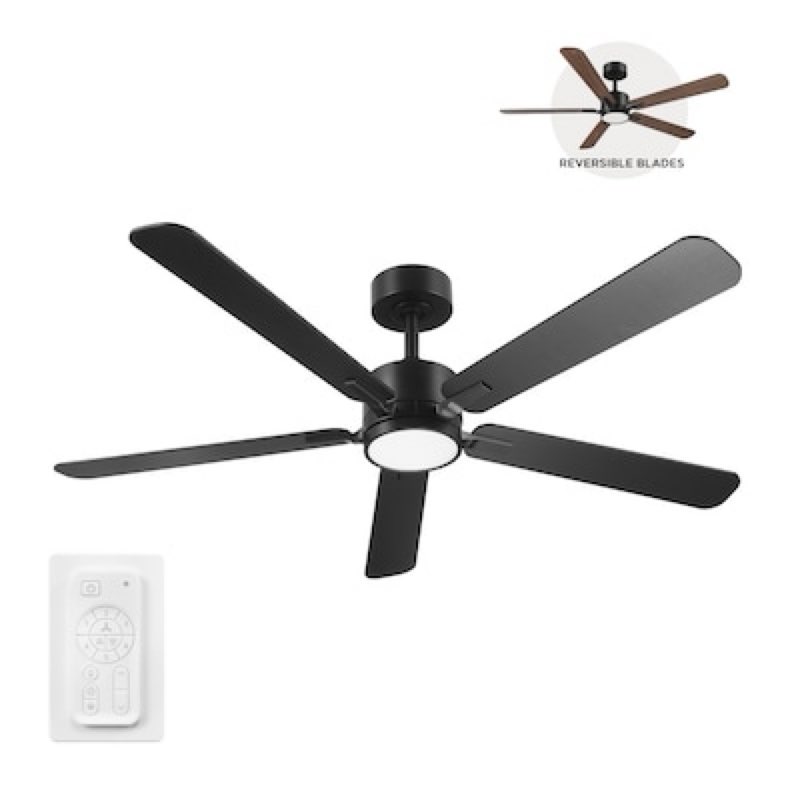 harbor breeze northbrook 52-in matte black led covered outdoor ceiling fan with light