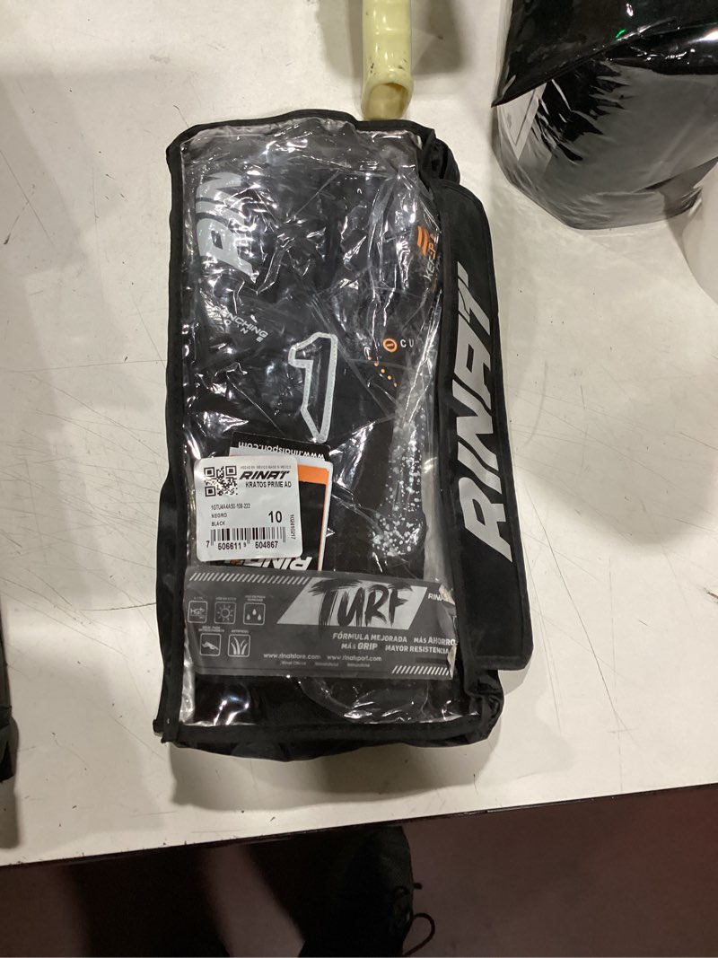 Condition photo showing New/Like New for rinat kratos-prime goalkeeper gloves – super softy xp latex | negative cut | impact-absorbing | adjustable strap | elastic wristband | breathable & durable black 10