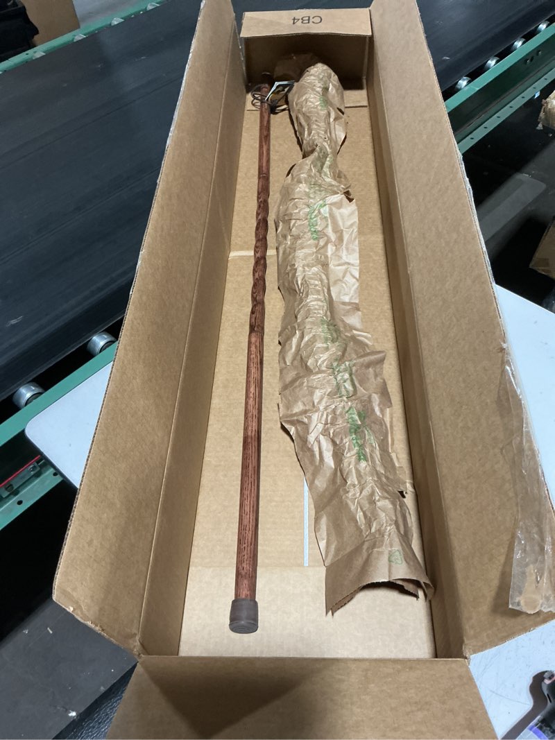 Condition photo showing Good Condition for brazos handcrafted wood walking stick, twisted oak, traveler style, for men & women, made in the usa, 55" red