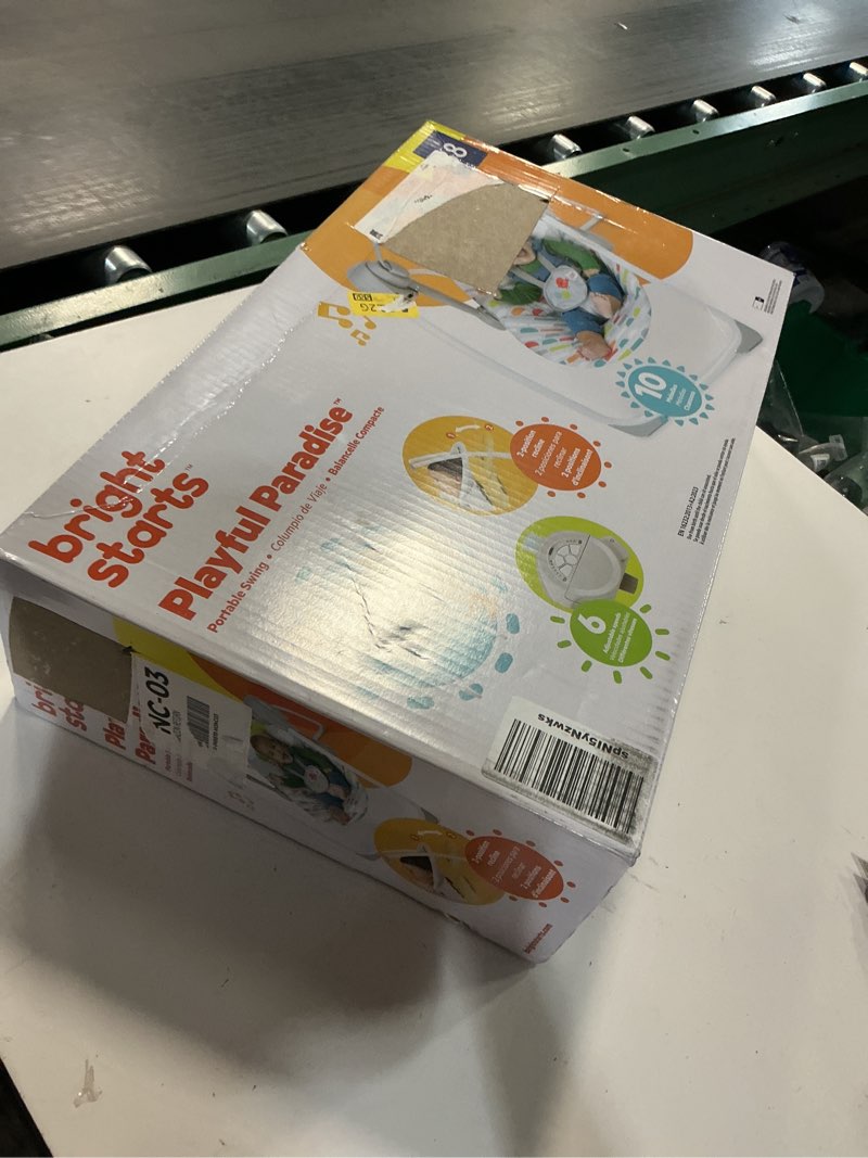 Condition photo showing New/Like New for Bright Starts Playful Paradise Portable Compact Automatic Baby Swing with Music, Unisex, Newborn +