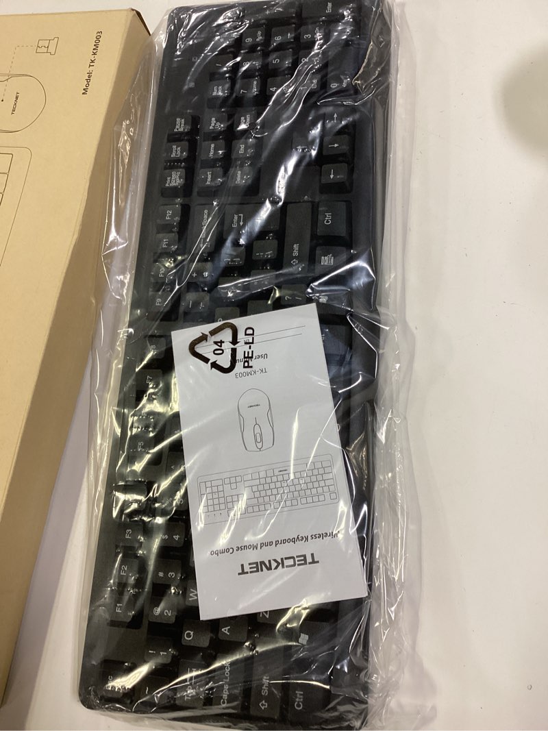 Condition photo showing New/Like New for TECKNET Wireless Keyboard and Mouse Combo, Full Size Silent Ergonomic Keyboard and Mouse, Long Battery Life, Optical Mouse, Spill-Resistant, 2.4G Lag-Free Cordless Mice Keyboard for PC,Laptop,Computer Black