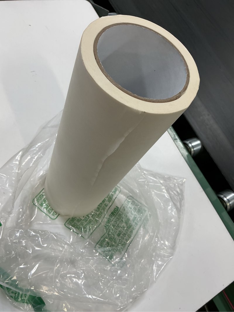 Condition photo showing As Is for 12inch x 100 feet roll of paper transfer tape with a medium to high tack layflat adhesive. works with a variety of vinyl. great for decals, signs, wall words and more. american made v0821