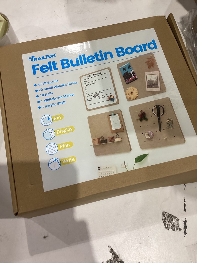 Felt Bulletin Board Pin Boards for Walls, 4Pcs 24"x24" Bulletin Display Board with Whiteboard Marker