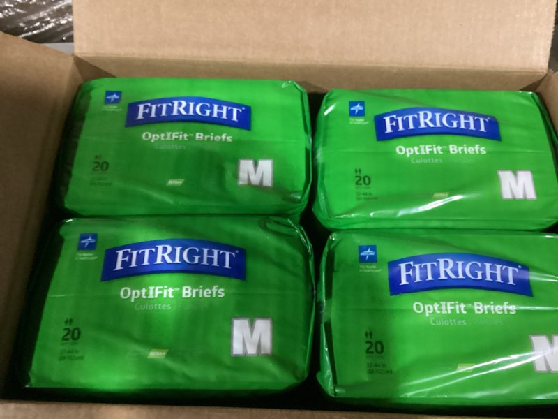 Condition photo showing New/Like New for FitRight Adult Diapers, Extra+ Heavy Absorbency, L (Waist Size 44in-56in), 80 Count, OptiFit Incontinence Briefs for Men and Women, Disposable, Moisture-Wicking, Leak Protection. 80 Count Large