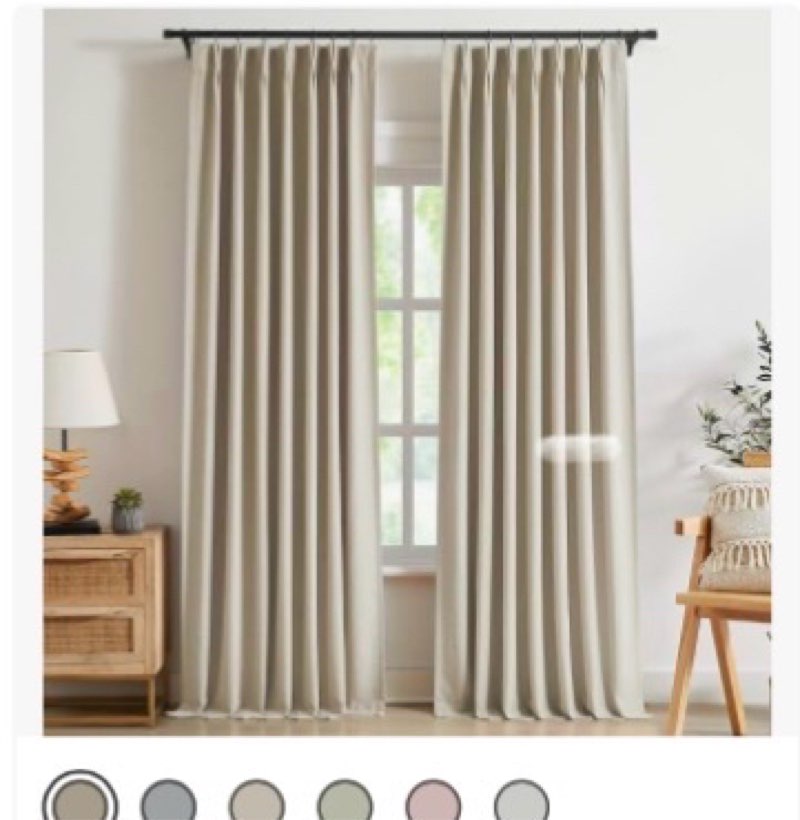 Kayne Studio Sand Pinch Pleated Full Blackout Curtains, Linen Blend Room Darkening Thermal Insulated