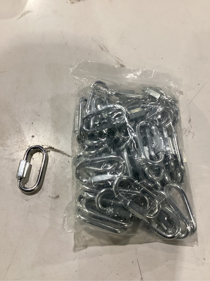 Condition photo showing As Is for 40pack heavy duty chain links, 1200lbs capacity 5/16” quick link locing carabiners, thread quick link connector for safe chain gym swing hammock shade sails, 3.2 inch carabiner clips repair chain