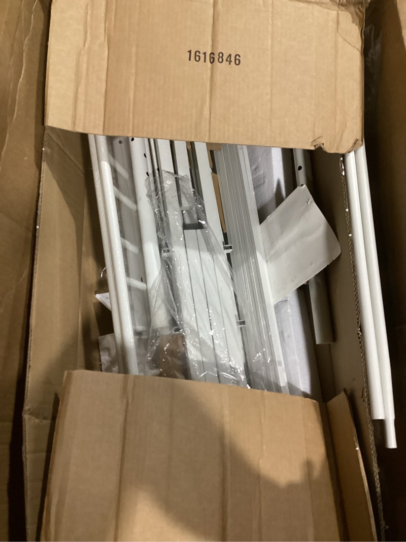 Condition photo showing As Is for possibly incomplete.. metal platform queen bed frame with headboard sturdy steel slats support no box spring needed easy assembly white queen white