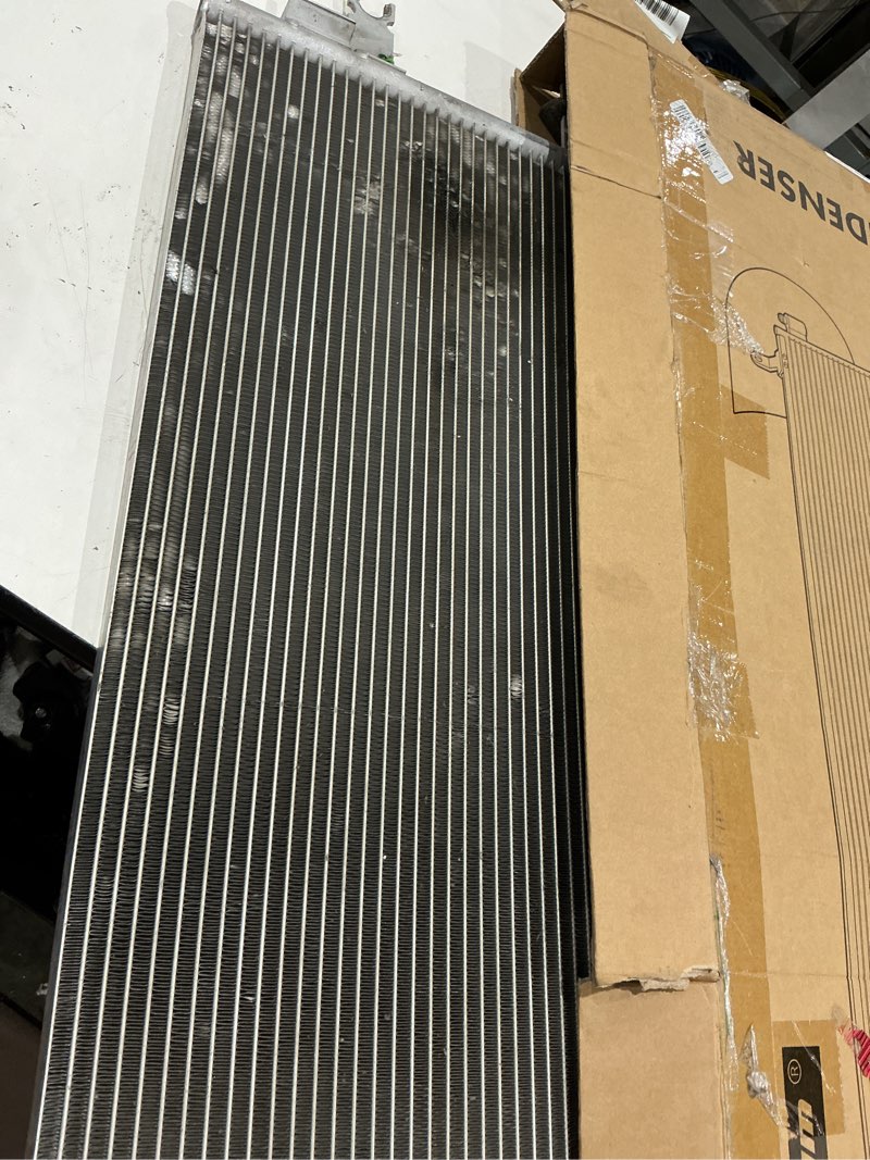Condition photo showing As Is for a-premium air conditioning condenser compatible with mack | for mack chn/ctp/cv/cxn/cxp 2006-2007, ct 2005-2007 ac condenser, replace# 210rd517m, parallel flow aluminum core & oe fit
