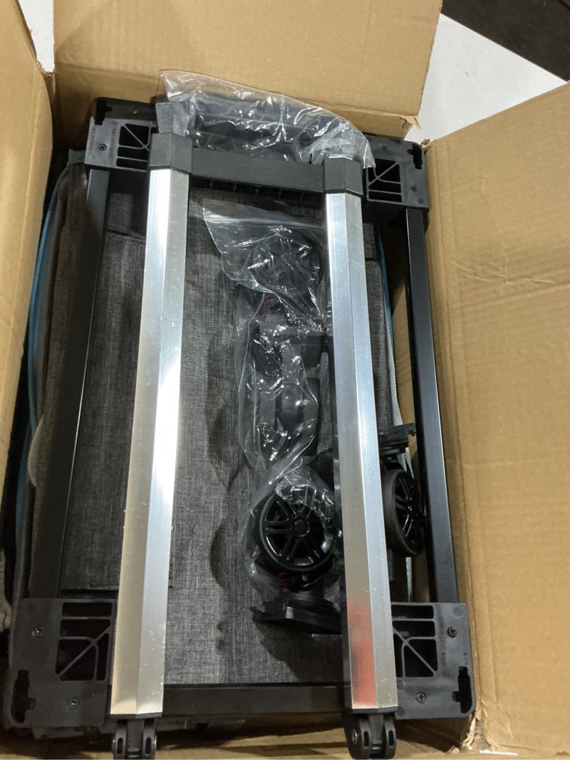 Condition photo showing As Is for (Similar to stock photo) Rolling Cat Carrier with Wheels: Dog Carrier for Small Dogs & Large Cats, Expandable Pet Carrier on Wheels with Cat Play Tunnel, Large Capacity, Breathable Mesh, Side Pocket, Grey Grey with wheels