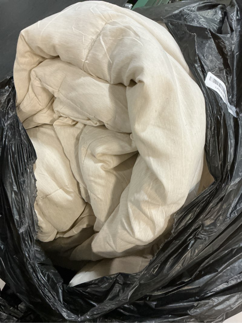 Condition photo showing As Is for CozyLux Queen Size Comforter Set - 3 Pieces Beige Soft Luxury Cationic Dyeing Bedding Comforter for All Season, Breathable Lightweight Fluffy Boho Bed Sets with 1 Comforter and 2 Pillow Shams Beige Queen