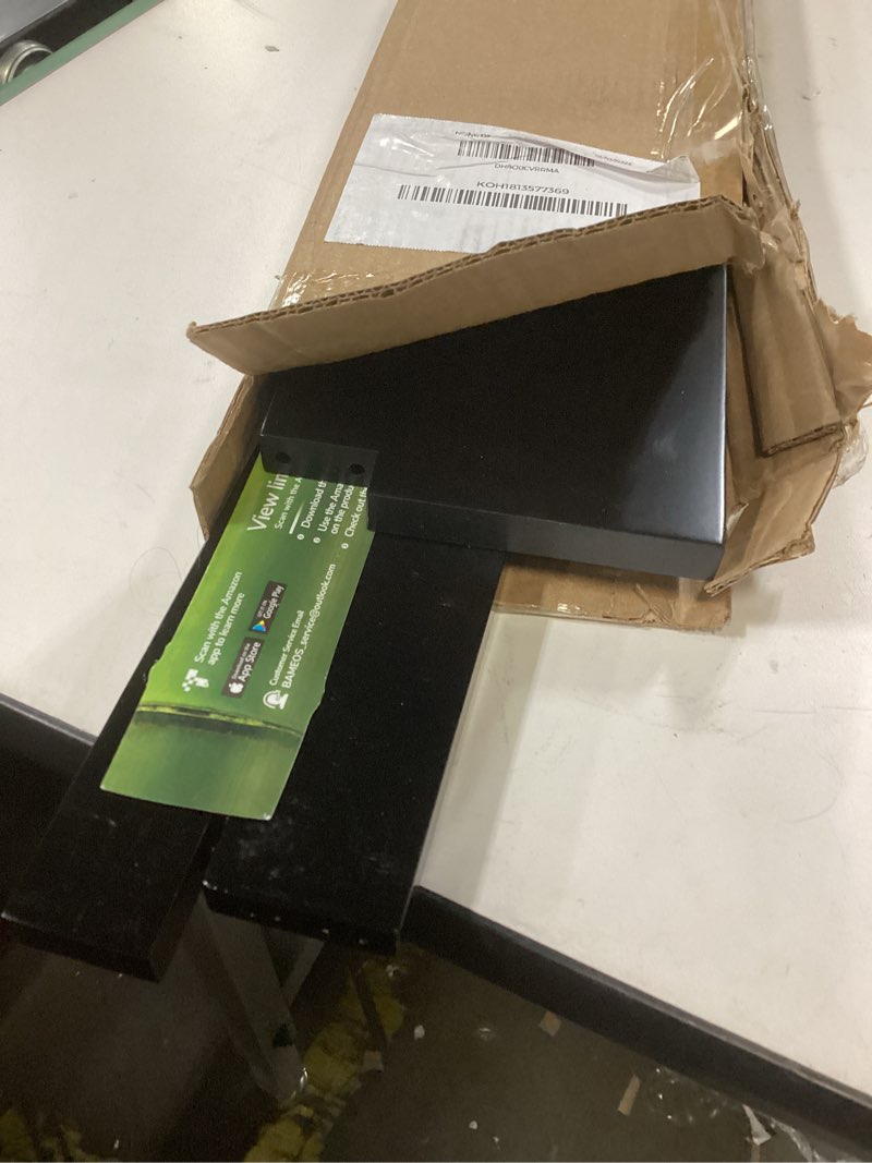 Condition photo showing As Is for BAMEOS Wall-Mounted Shelf with Hooks - 28.9 Inch Entryway Hanging Shelf with 5 Dual Hooks for Bathroom, Living Room, Bedroom (Black) Black-28.9IN with shelf