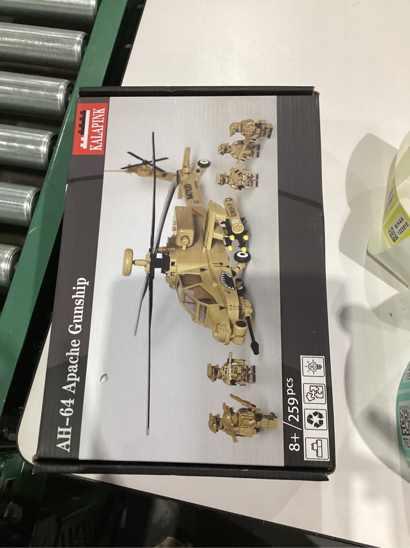 Condition photo showing New/Like New for KALAPINK AH64 Apache Military Helicopter Building Blocks Set (200+ Pieces), Army Airplane Designed for Plane Lovers, Kids (8+Years) and Adults