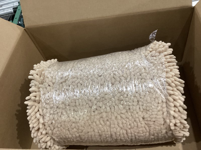 Condition photo showing Good Condition for olanly bathroom rugs 47x32, extra soft absorbent chenille bath rugs, rubber backing quick dry, machine washable bath mats for bathroom floor, tub and shower, home decor accessories, beige 47" x 32" beige