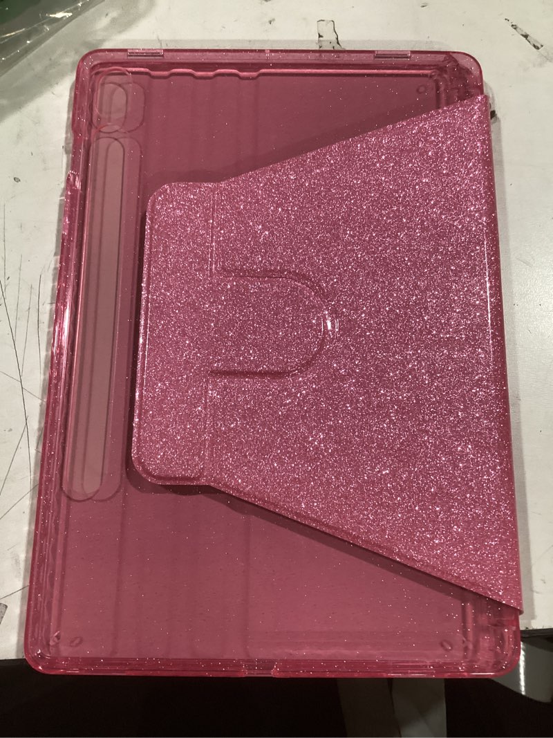 Condition photo showing Good Condition for infiland rotating case for samsung galaxy tab s10 lite/ s10 fe/ s9 fe 5g 10.9 inch/tab s9 11 inch 360 cute glitter cover with clear back, s pen holder for girls, kids, woman (pink)