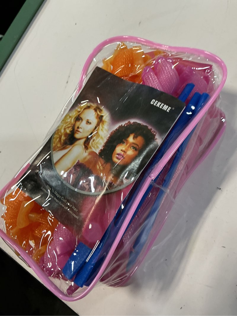 Condition photo showing Good Condition for 40pcs heatless spiral hair curlers for long hair - heatless curls overnight 22inch magic hair rollers no heat curlers for women kids pink&orange