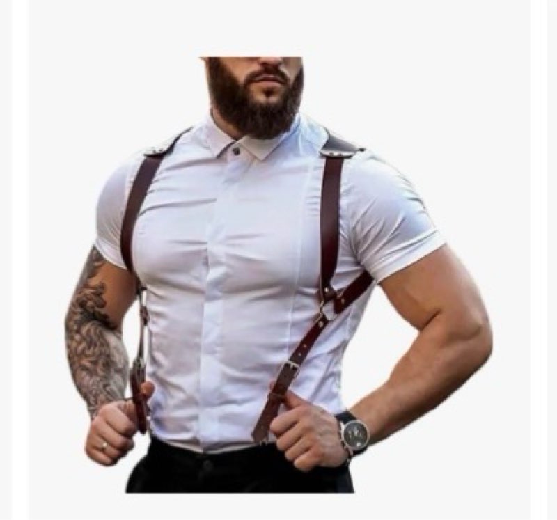 Leather Body Chest Half Harness Suspenders Black Punk Chain Belt Adjustable Straps Buckle Rings for 