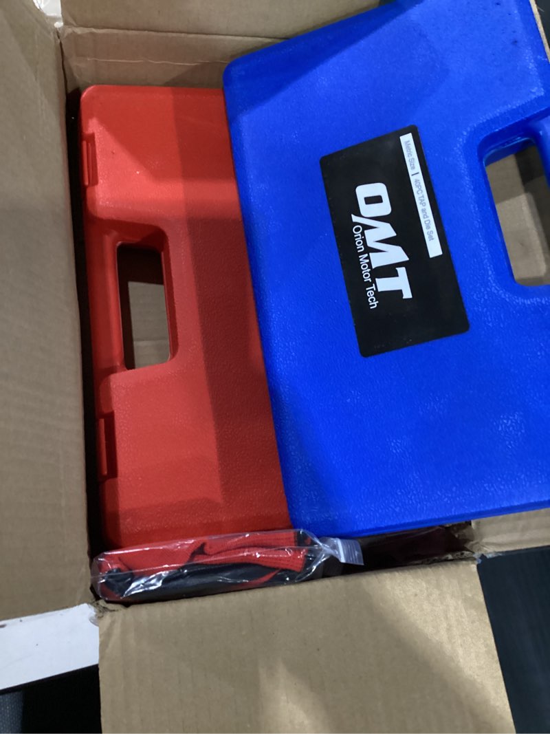 Condition photo showing New/Like New for orion motor tech 80pc tap and die set in sae and metric sizes, metric and standard tap set and die tool set for internal and external threading 80 pc metric and sae