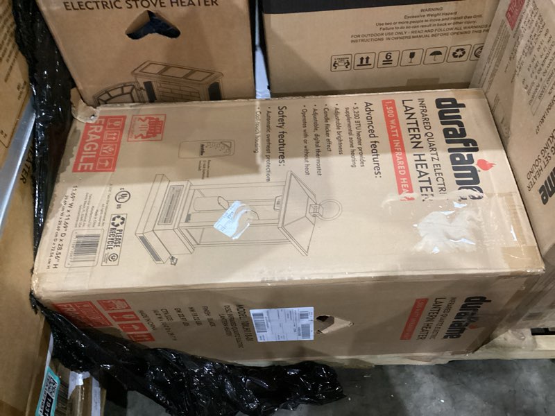 Condition photo showing New/Like New for Duraflame 28 in. Electric Lantern with Infrared Heat and Remote Control in Black