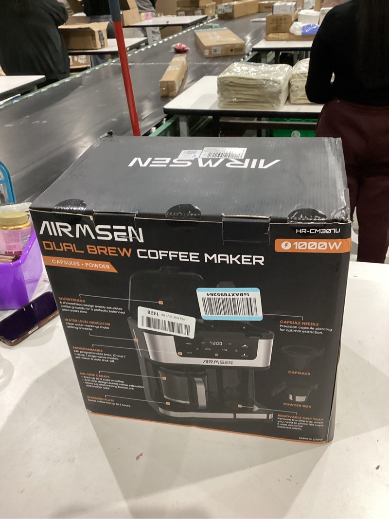 Condition photo showing New/Like New for AIRMSEN 12-Cup Programmable Dual Coffee Maker – Single Serve Machine for K-Cup Pods & Ground, 1000W 