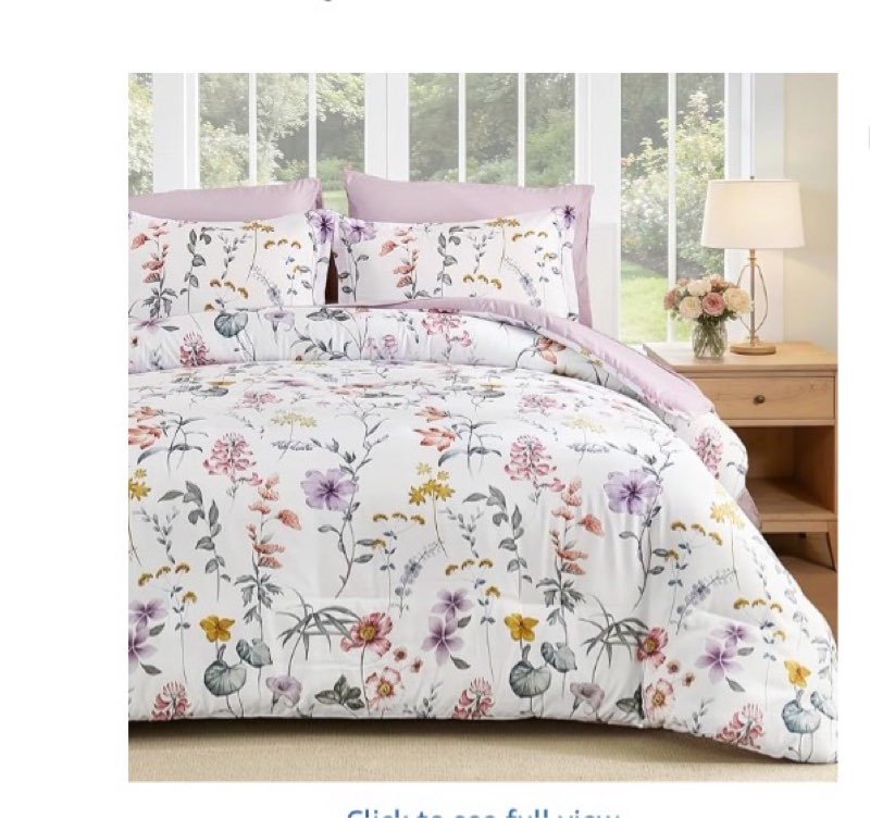 djy king comforter set, white botanical floral comforter sets king size for all seasons, 7 pieces be