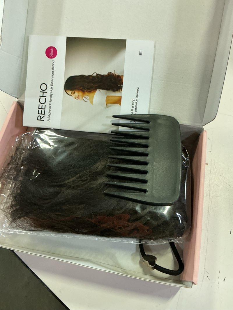 Condition photo showing As Is for reecho hair extensions, 4pcs clip in hair extensions 12" short curly wavy brown invisible lace weft natural soft hairpieces for women – chestnut brown