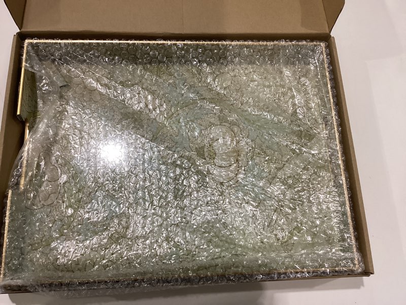 Condition photo showing New/Like New for Spsyrine Serving Tray with Handles, Plastic Decorative Tray for Coffee Table, Living Room, Home Decor, Dianthus Multi D