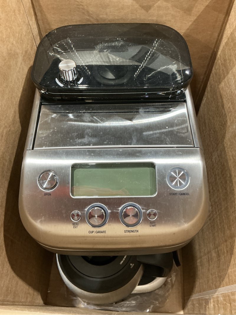 Condition photo showing As Is for breville bdc650bss grind control coffee maker with grinder, brushed stainless steel, thermal carafe