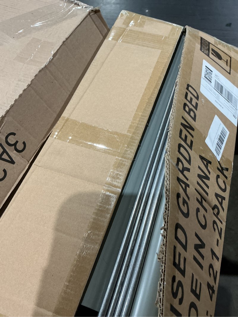 Condition photo showing As Is for 2pcs 4x2x1ft galvanized raised garden bed, galvanized planter raised garden boxes outdoor, large metal raised garden beds for vegetables-grey