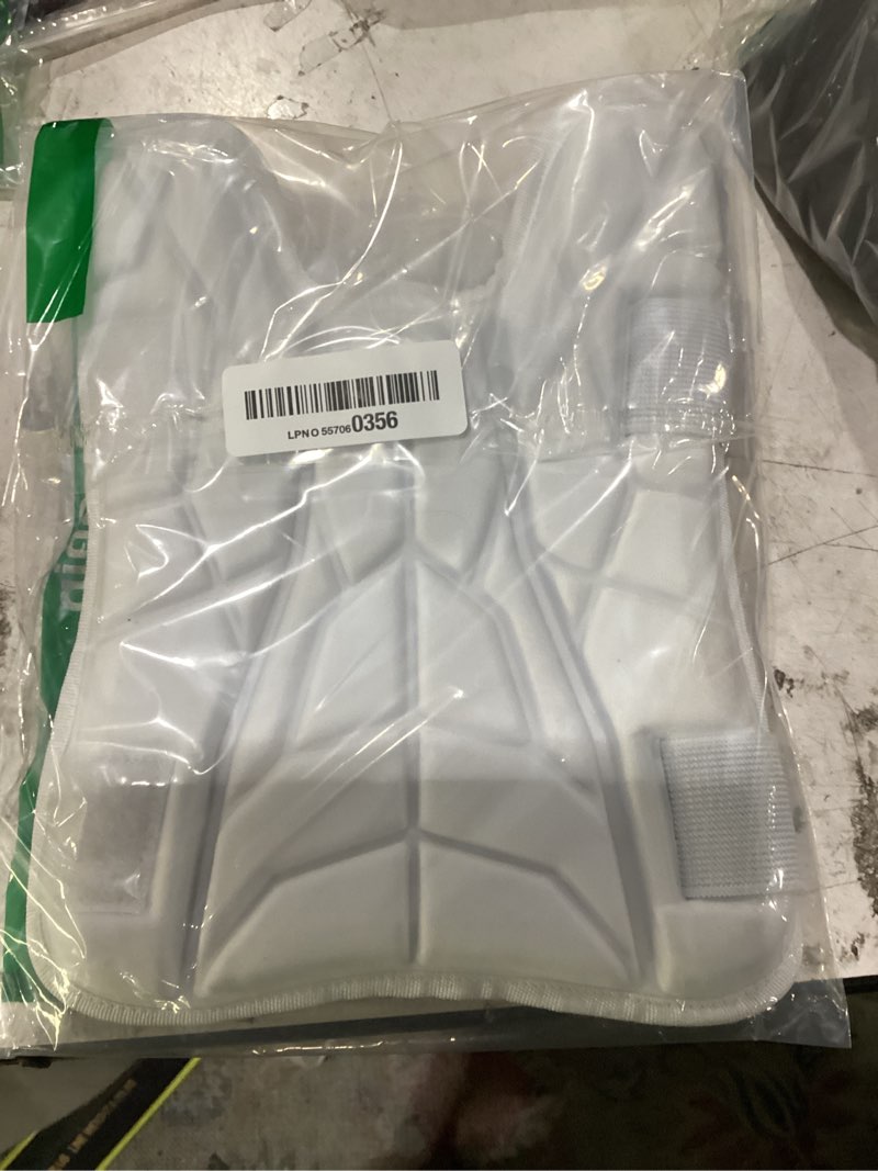 Condition photo showing New/Like New for batter's leg guards, baseball/softball leg guard, adult and youth size youth white