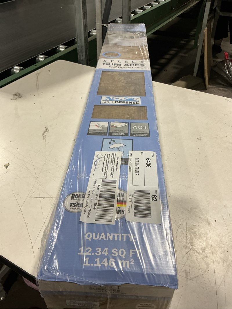 Condition photo showing Good Condition for select surfaces barnwood spilldefense laminate flooring, 12.34 sq. ft. per box