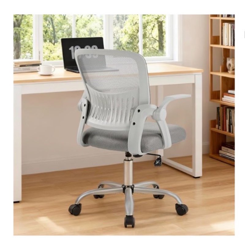 Sweetcrispy Home Office Managerial Executive Chair, Flip Up Armrest Ergonomic Mesh Adjustable Swivel