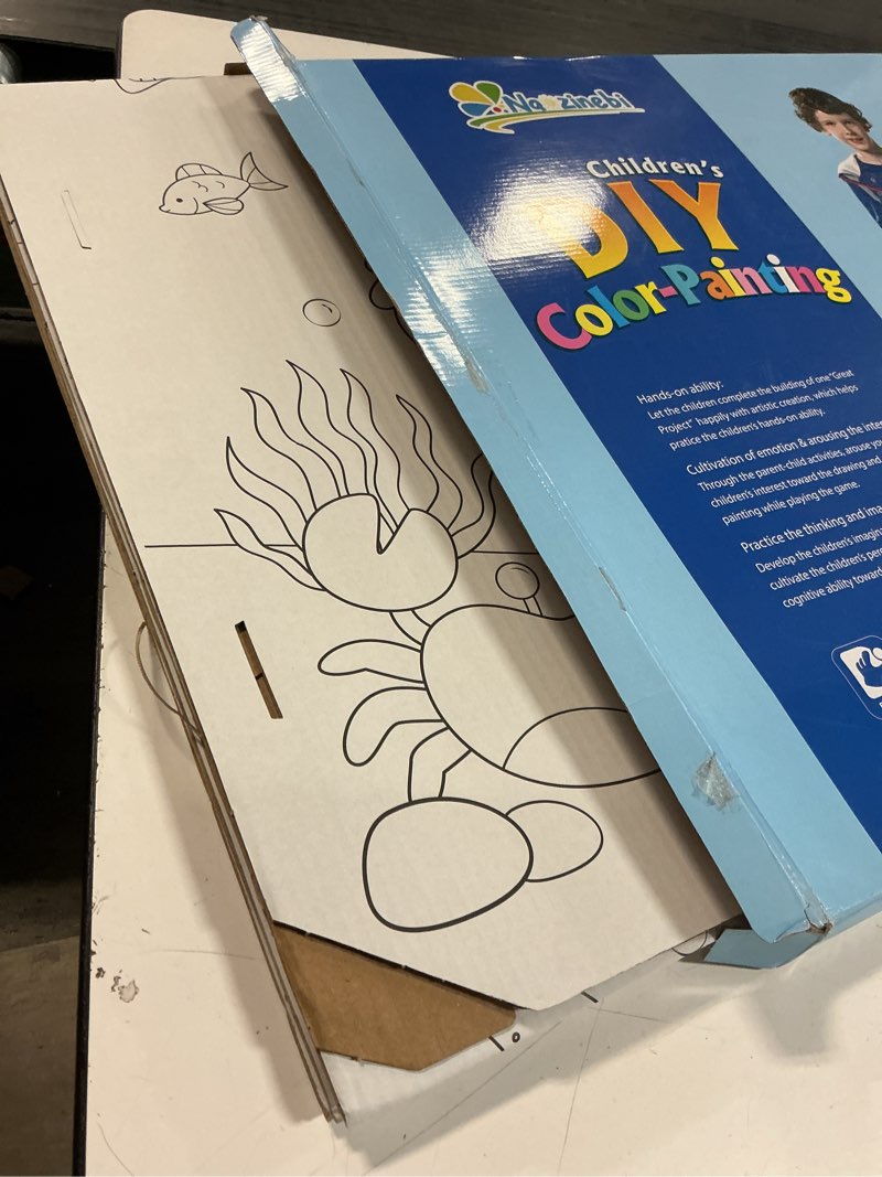 Condition photo showing Good Condition for Under The Sea Playhouse Huge DIY Castle Ocean Animals Large Coloring Cardboard House Indoor Outdoor Art and Craft for Decorate and Personalize Mermaid Gift 32" X 32" X 43"