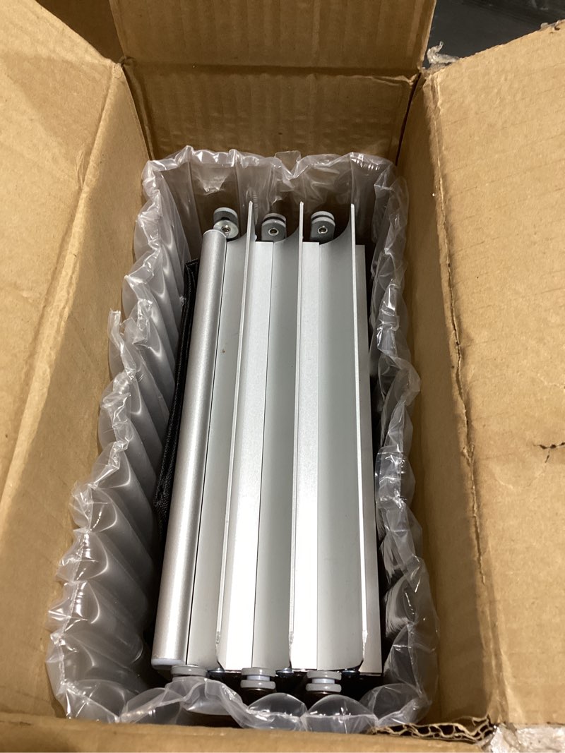 Condition photo showing New/Like New for 6 Pockets Foldable Aluminum Magazine Rack - Brochure Display Stand, Brochure Catalog Literature Display Stand with Carrying Bag for Exhibition, Trade Show, Office, Retail Store