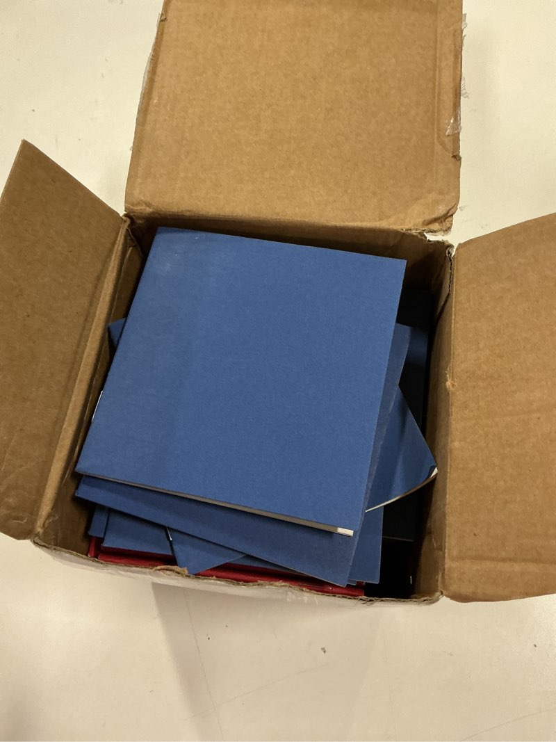 Condition photo showing New/Like New for Thenshop 50 Pcs Mini Blank Notebooks Bulk Pocket Kraft Notebooks Memo Sketchbooks Small Writing Notepad Journal Notepads for Kid School Classroom, Party Favors Supplies,4 x 4 Inch (Dark Blue)