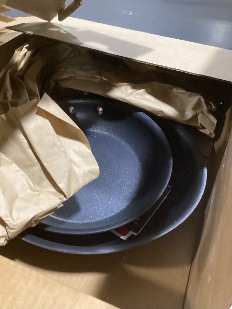 Condition photo showing Good Condition for anolon advanced home 10.25" & 12.75" twin pack open fry pans moonstone: nonstick, hard anodized, oven-safe, hand wash