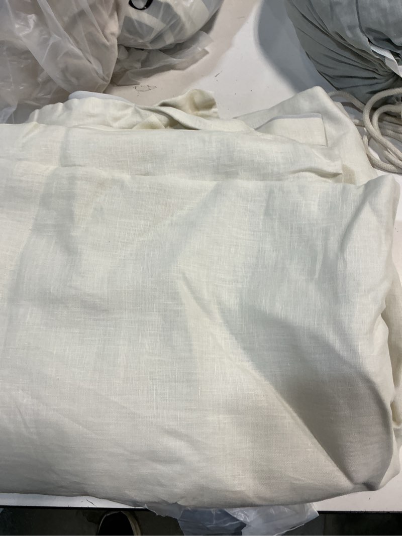 Condition photo showing Good Condition for quince european linen room darkening curtain, 48x84, ivory single panel