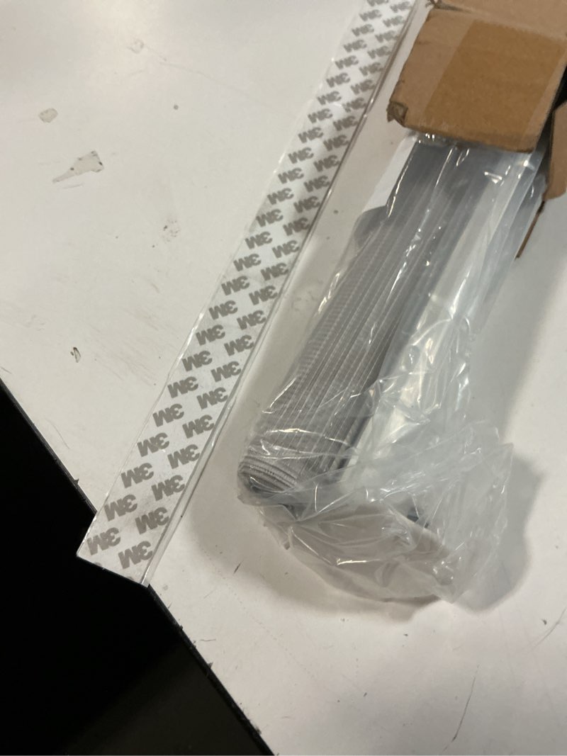 Condition photo showing As Is for LazBlinds No Tools No Drill Cordless Zebra Blinds for Windows, Dual Layer Light Control for Day and Night, Light Filtering Privacy Roller Blinds and Shades for Home, 30" W x 72" H, Stone Grey Stone Grey 30"W x 72"H