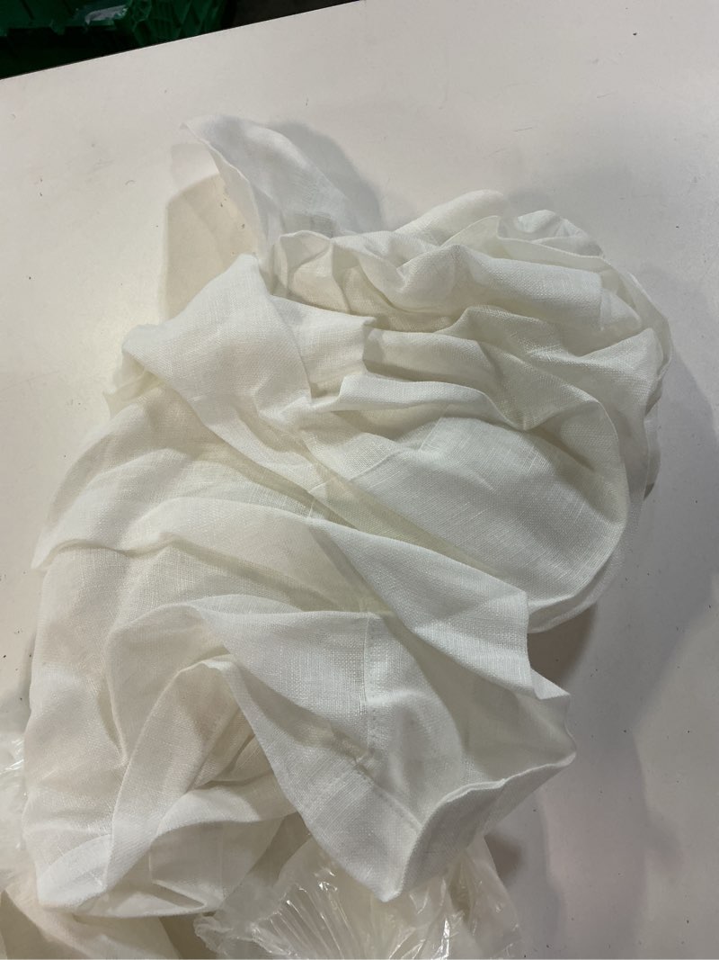 Condition photo showing Good Condition for european linen sheer curtain set (set of 2), 48x84, white