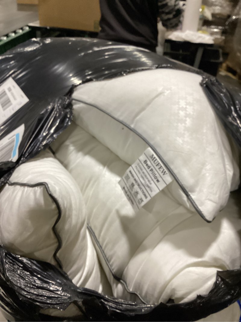 Condition photo showing As Is for queen pillows set of 4, ultra thick down alternative bed pillows,cooling hotel quality queen pillows for back, stomach or side sleepers,machine washable (white,4 pack) queen 4