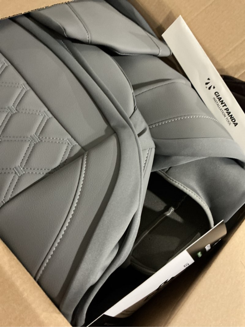Condition photo showing Good Condition for giant panda 2pcs front car seat cover for toyota rav4 camry highlander corolla prius corolla cross venza avalon, faux leather bucket seat covers (grey) two front grey-luxury edition only