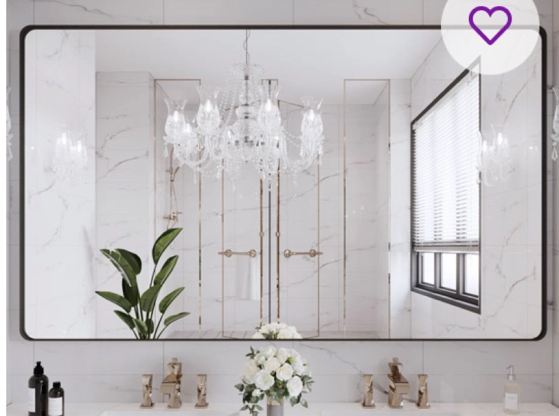 Lesamuel Filleted Corner Wall Mounted Mirror, Bathroom Mirror, Vanity Wall Mirror With Aluminum Frame