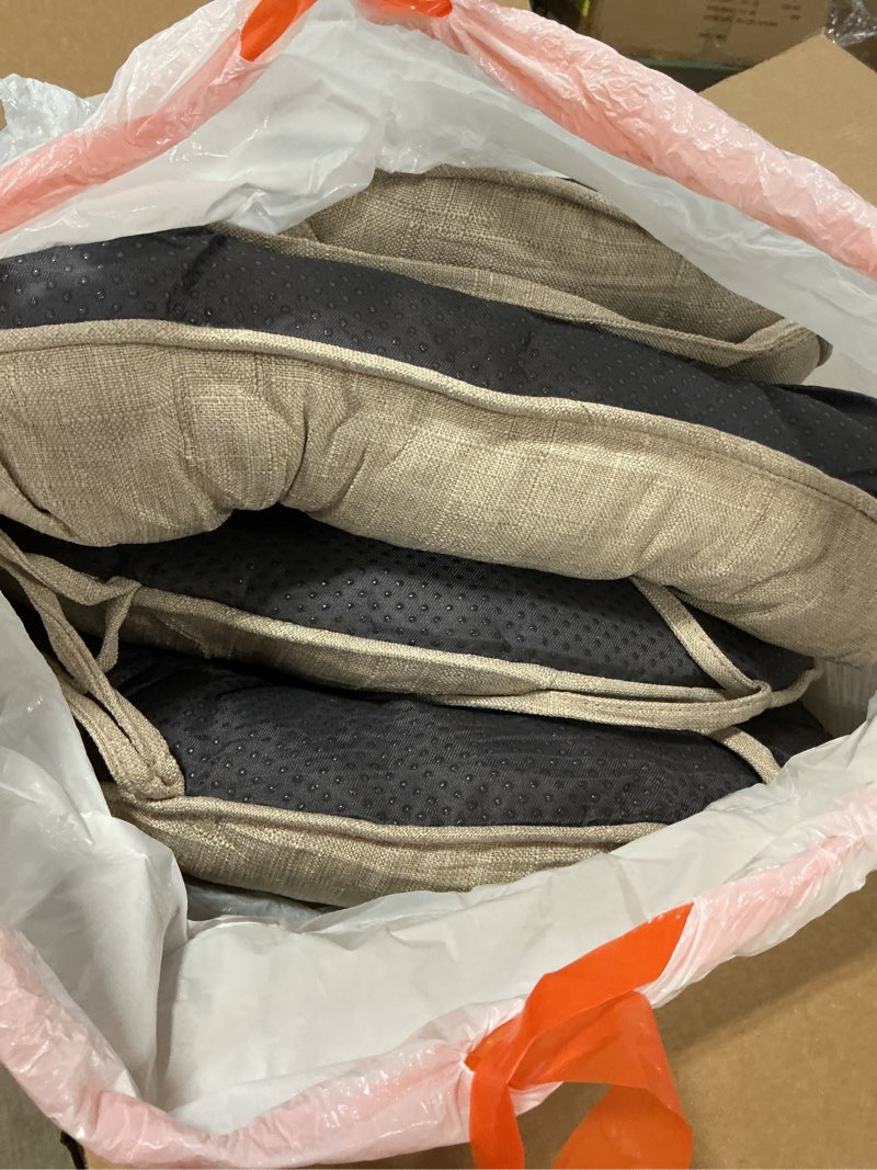Condition photo showing Good Condition for chair cushions for dining chairs, seat cushions for kitchen chairs, indoor seat cushions with ties, tufted foam chair pads, non slip chair cushions set of 4, 15.5" x 15.5" x 4", beige beige pack of 4