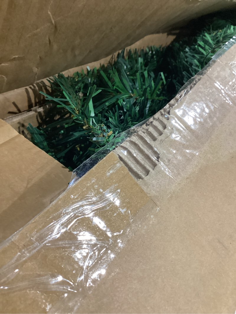 Condition photo showing As Is for HOMCOM 6' Artificial Pencil Christmas Tree, Slim Xmas Tree with 390 Realistic Branch Tips and Plastic Stand, Green 6ft Green