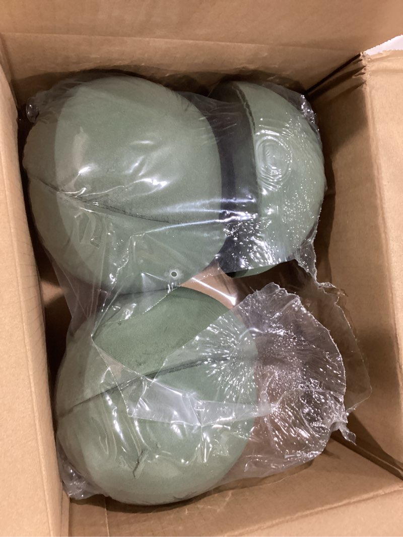 Condition photo showing As Is for Goaste 6 Pack Half Ball Floral Foam, 5.5 x 3 Inch Green Dry Florist Foam, Half Round Flower Foam Blocks for Fresh & Artificial Flowers, Hemispherical Plant Foam for Wedding Garden, DIY Craft, Aisle
