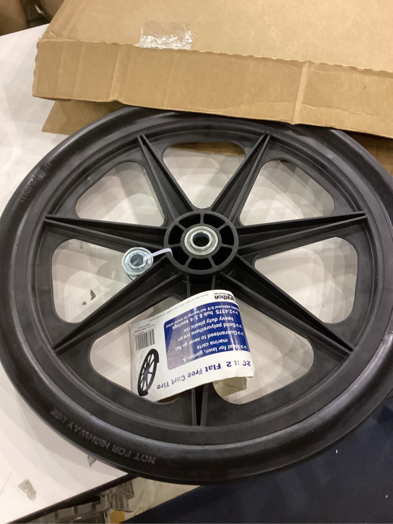 Condition photo showing Good Condition for Marathon 92001-2PK 20x2.0 Flat Free Ribbed Tread Cart Tire on Plastic Rim, 3/4" Bearing, Non-Marking, 250-Pound Load Capacity, 2 Pack 2 Pack Cart Tire