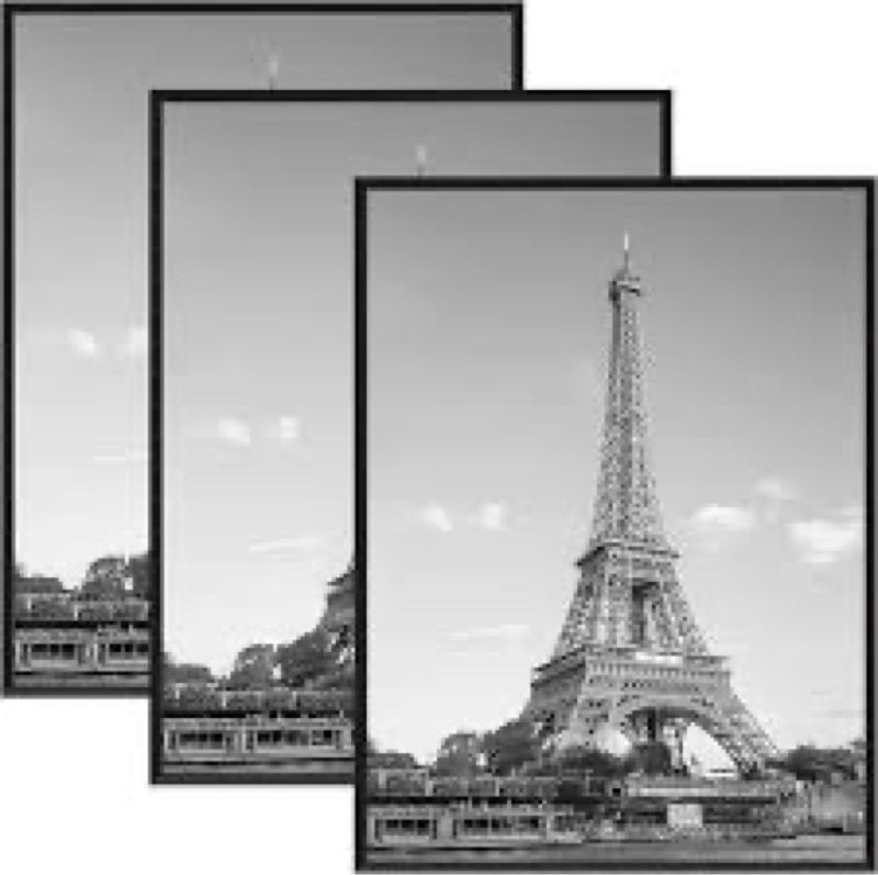 upsimples 18x24 Picture Frame Black 3 Pack, Scratch-Proof Poster Frames 18 x 24 for Photo Gallery - 