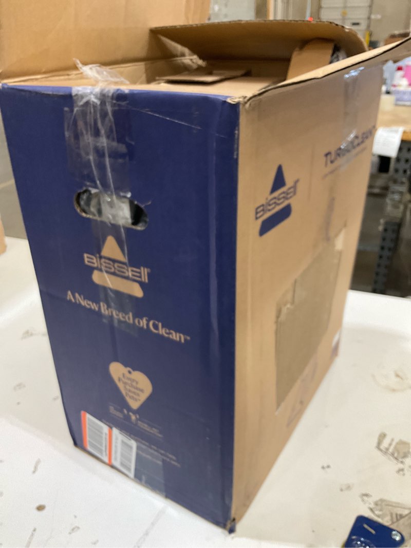 Condition photo showing As Is for bissell turboclean, upright carpet cleaner, pro max clean & protect + oxy urine eliminator formula included, 3952