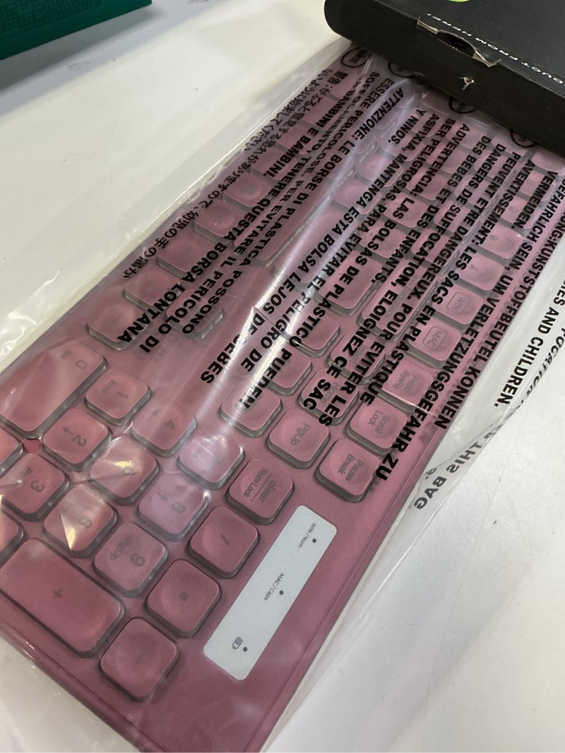 Condition photo showing Good Condition for wireless keyboard and mouse combo, rgb backlit, rechargeable & light up letters, full-size, soft typing, sleep mode, 2.4ghz quiet keyboard set for mac, windows, laptop, pc, trueque (wine red)