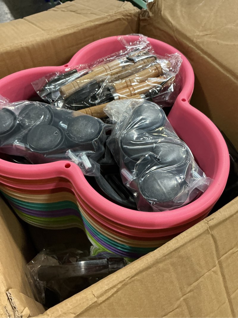 Condition photo showing New/Like New for umigy 2 set multicolor 7 tier stackable vertical planters with removable wheels and tools tower planters strawberry herb flower vegetable pots indoor outdoor gardening pots 7 tier multicolor 2