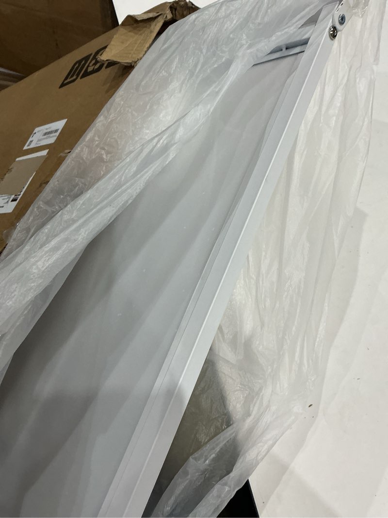 Condition photo showing As Is for 56" high extra tall cat gate, 29.5-34.26" wide clear acrylic baby gate for doorways stairs, no drilling pet safety gate indoor, metal frame transparent door for cats- white white w?29.5-34.26"